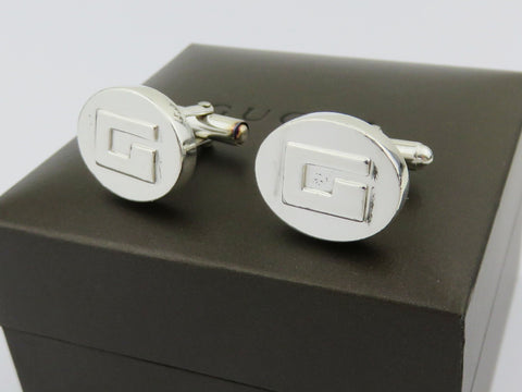 Gucci Sterling Silver G Logo Oval Cufflinks Price Includes US Tariff