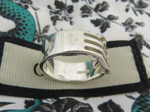 GUCCI Sterling Silver Interlocking G Logo Ring Size 5.75 Price Includes US Tarif