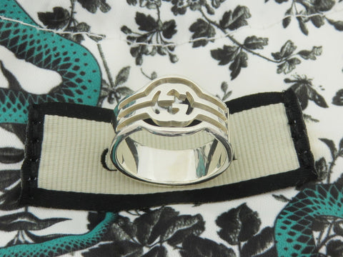 GUCCI Sterling Silver Interlocking G Logo Ring Size 5.75 Price Includes US Tarif