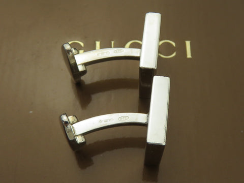 Gucci Sterling Silver Trademark Square Cufflinks Price Includes US Tariff