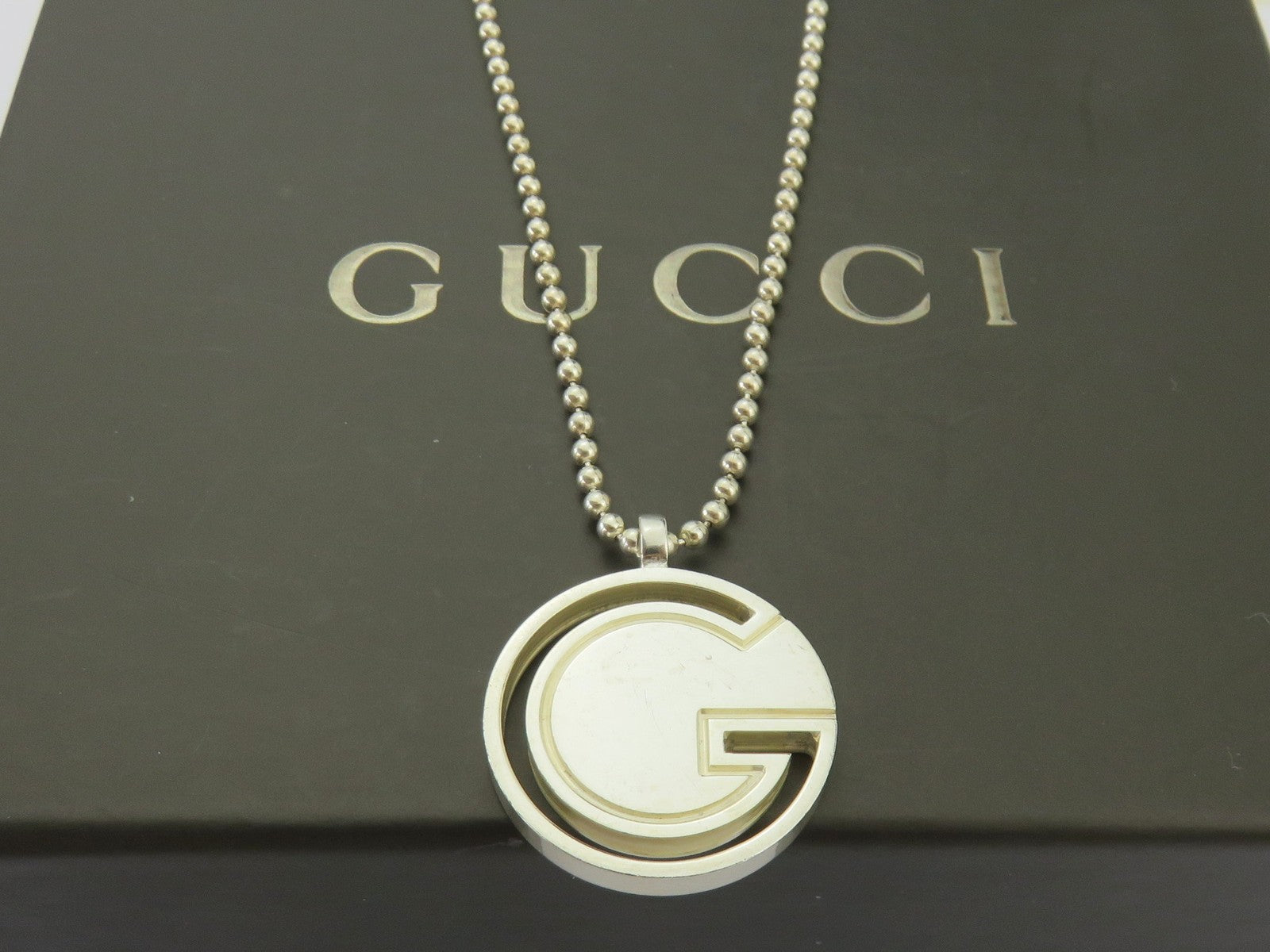 Gucci Sterling Silver G Logo Ball Chain Toggle Pendant Price Includes US Tariff
