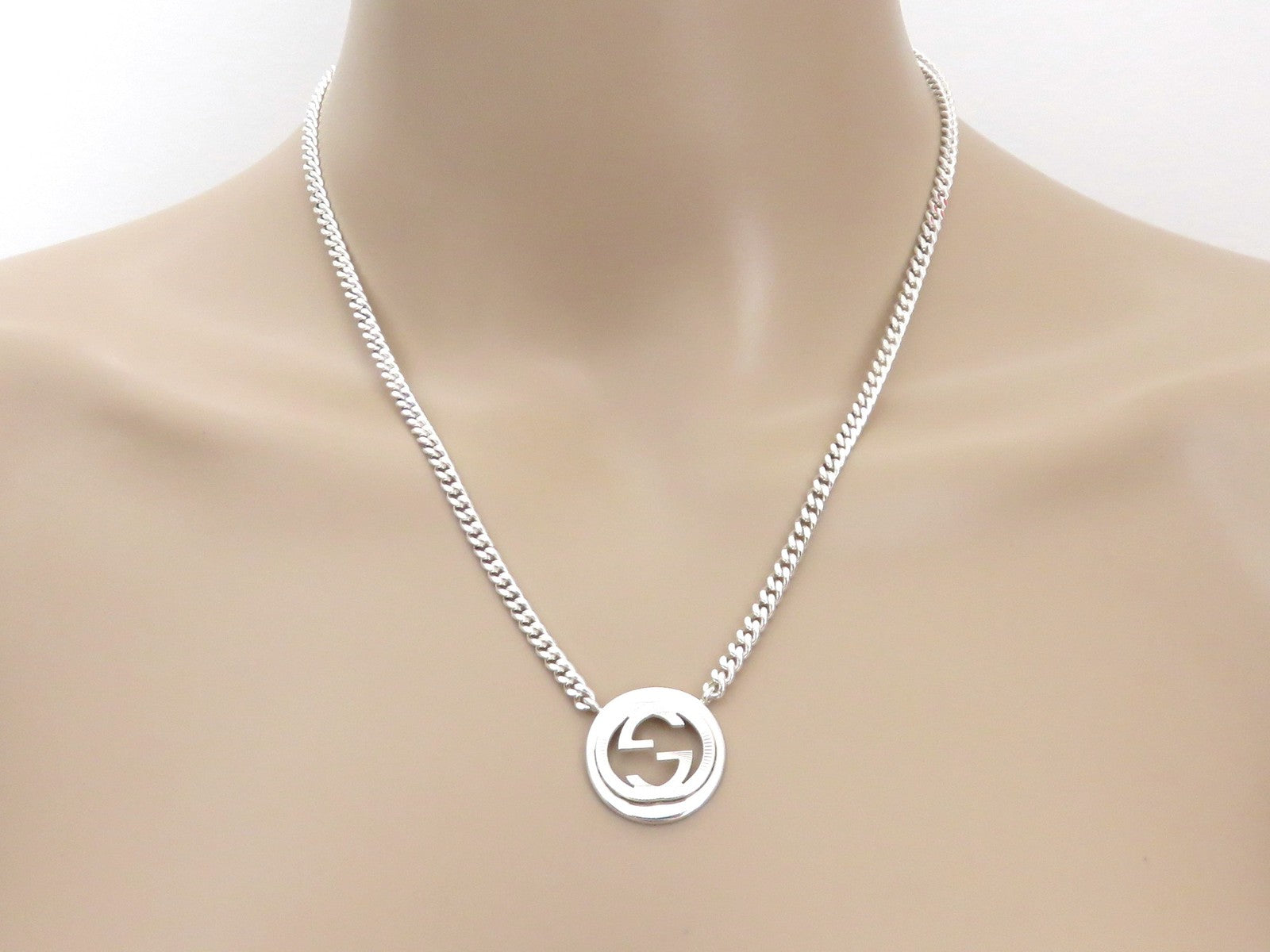 Gucci Sterling Silver Interlocking G Logo Round Pendant Price Includes US Tariff
