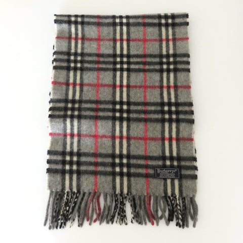 Burberry Grey Check Cashmere Scarf