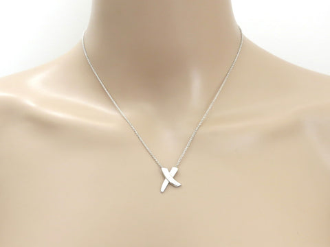 TIFFANY & CO Sterling Silver Kiss X Pendant Necklace Price Includes US Tariff