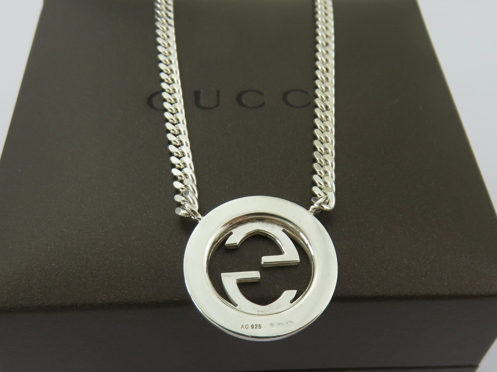 Gucci Sterling Silver Interlocking G Logo Round Pendant Price Includes US Tariff