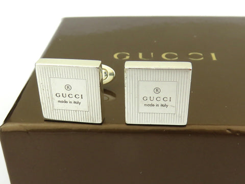Gucci Sterling Silver Trademark Square Cufflinks Price Includes US Tariff