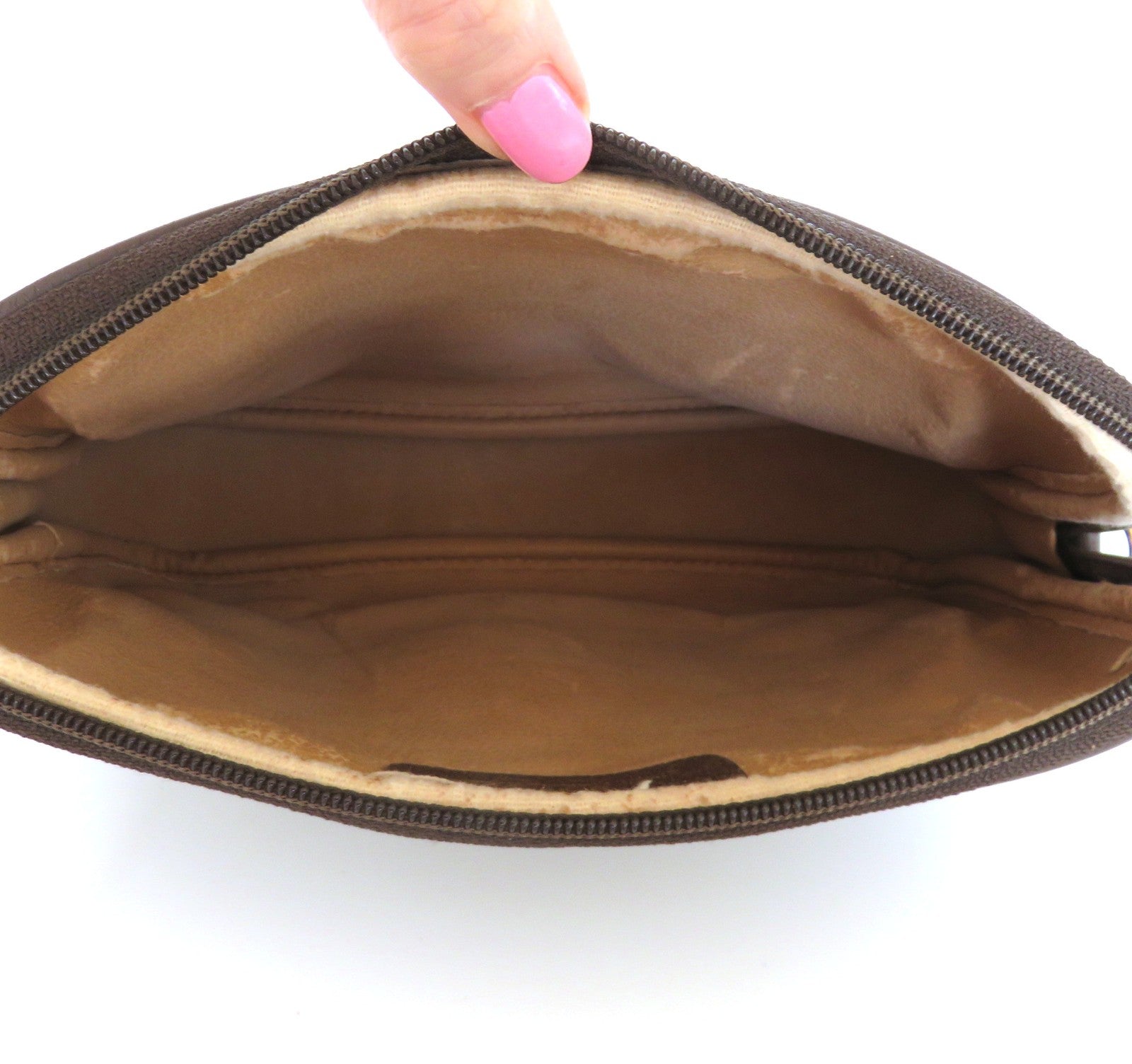 GUCCI Vintage Brown GG Monogram Canvas Leather Cross Body Bag Purse Authentic