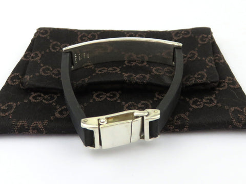 GUCCI Sterling Silver Black Rubber Bracelet Price Includes US Tariff