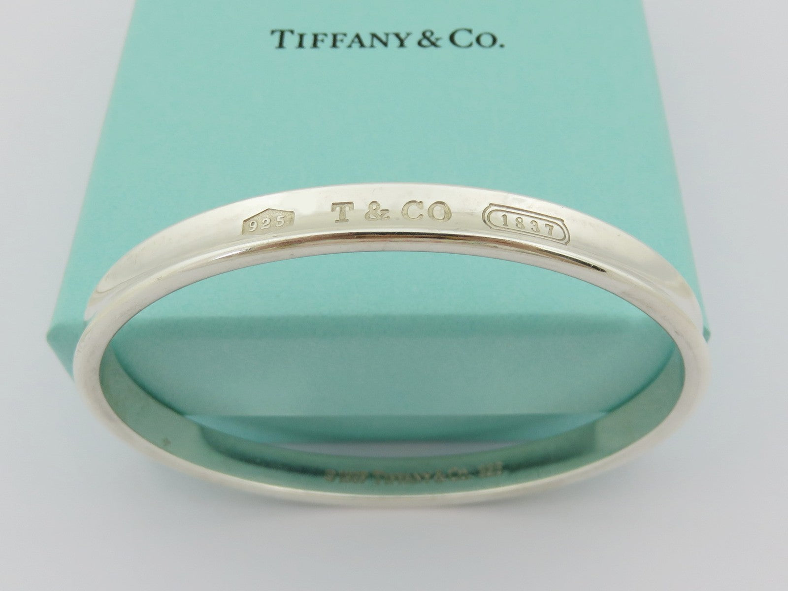 Authentic TIFFANY & CO Sterling Silver 925 1837 Bangle Bracelet with Box Ribbon