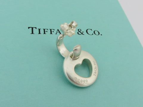 TIFFANY & CO Sterling Silver Carved Heart Dangle Earrings