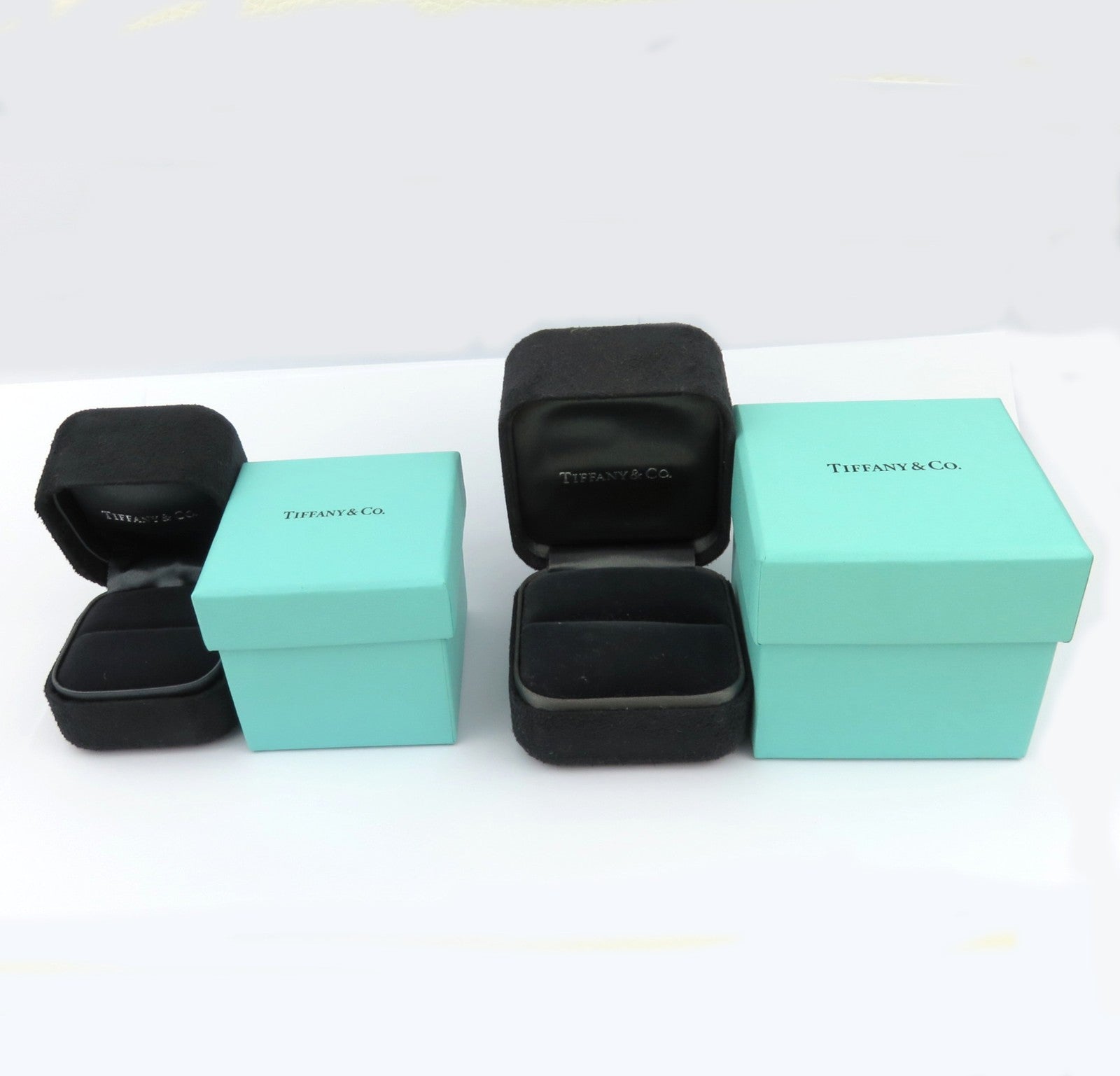 TIFFANY & CO Black Suede Ring Boxes (Large & Small) + Blue Boxes Authentic