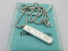 TIFFANY & CO Sterling Silver 1837 Bar Pendant Necklace