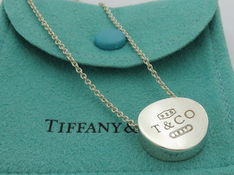 TIFFANY & CO Sterling Silver 1837  Concave Pendant Necklace