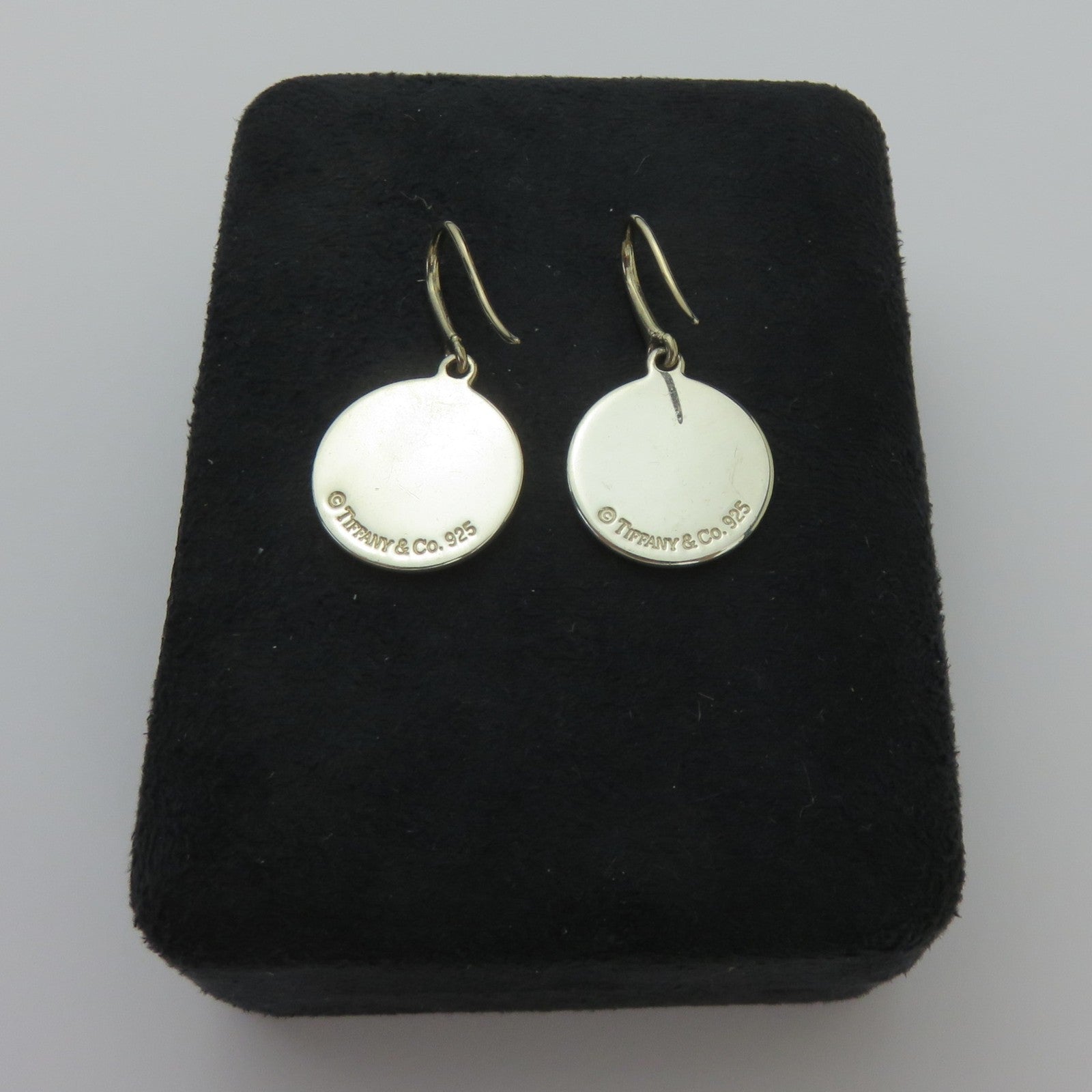 TIFFANY & CO 925 Silver Return to Tiffany Round Dangle Earrings Authentic w/ Box