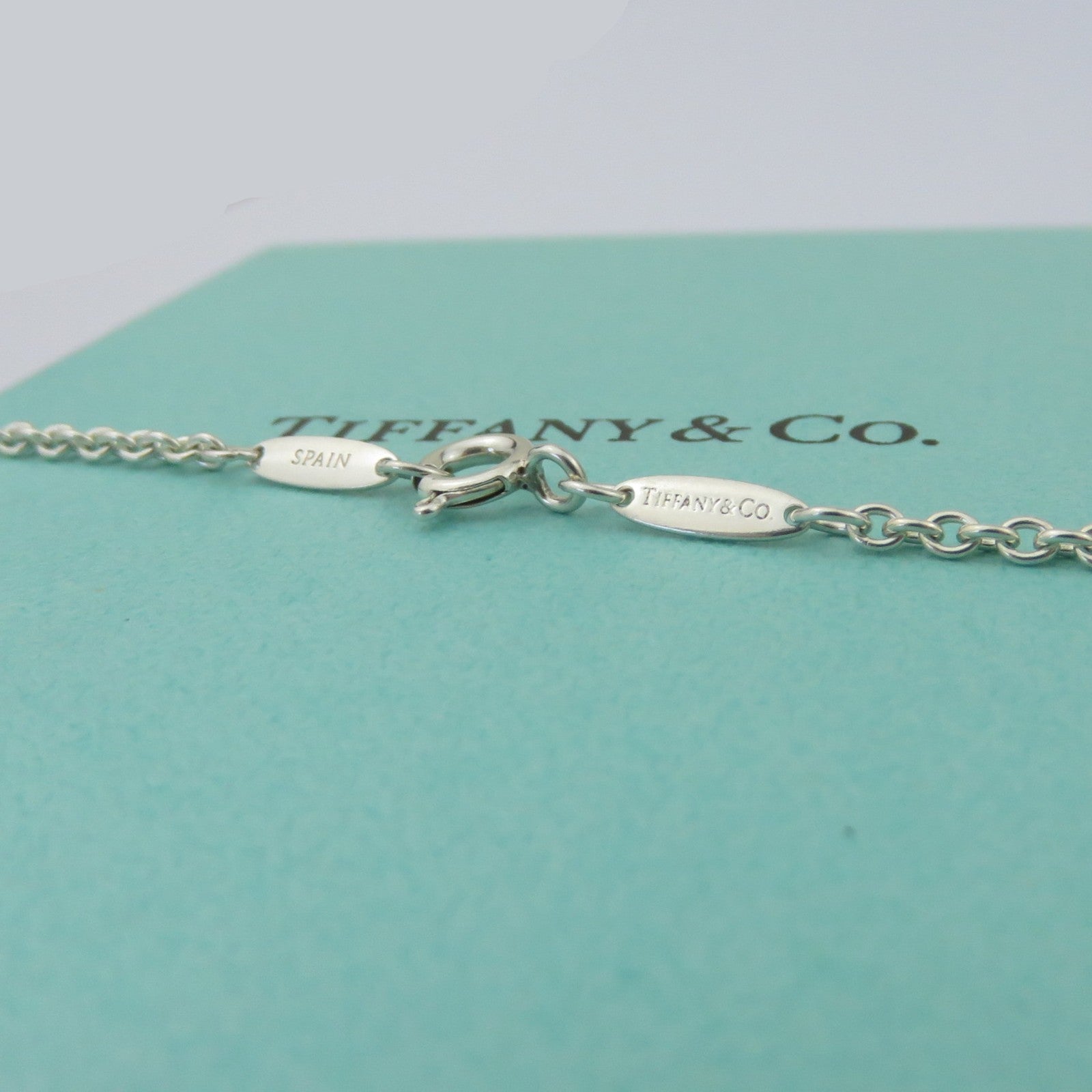 TIFFANY & CO 925 Sterling Silver Open Wave Pearl Lariat Necklace with Box