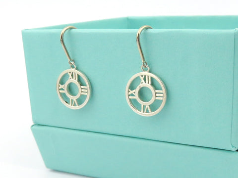 TIFFANY & CO Sterling Silver Atlas Medallion Dangle Earrings