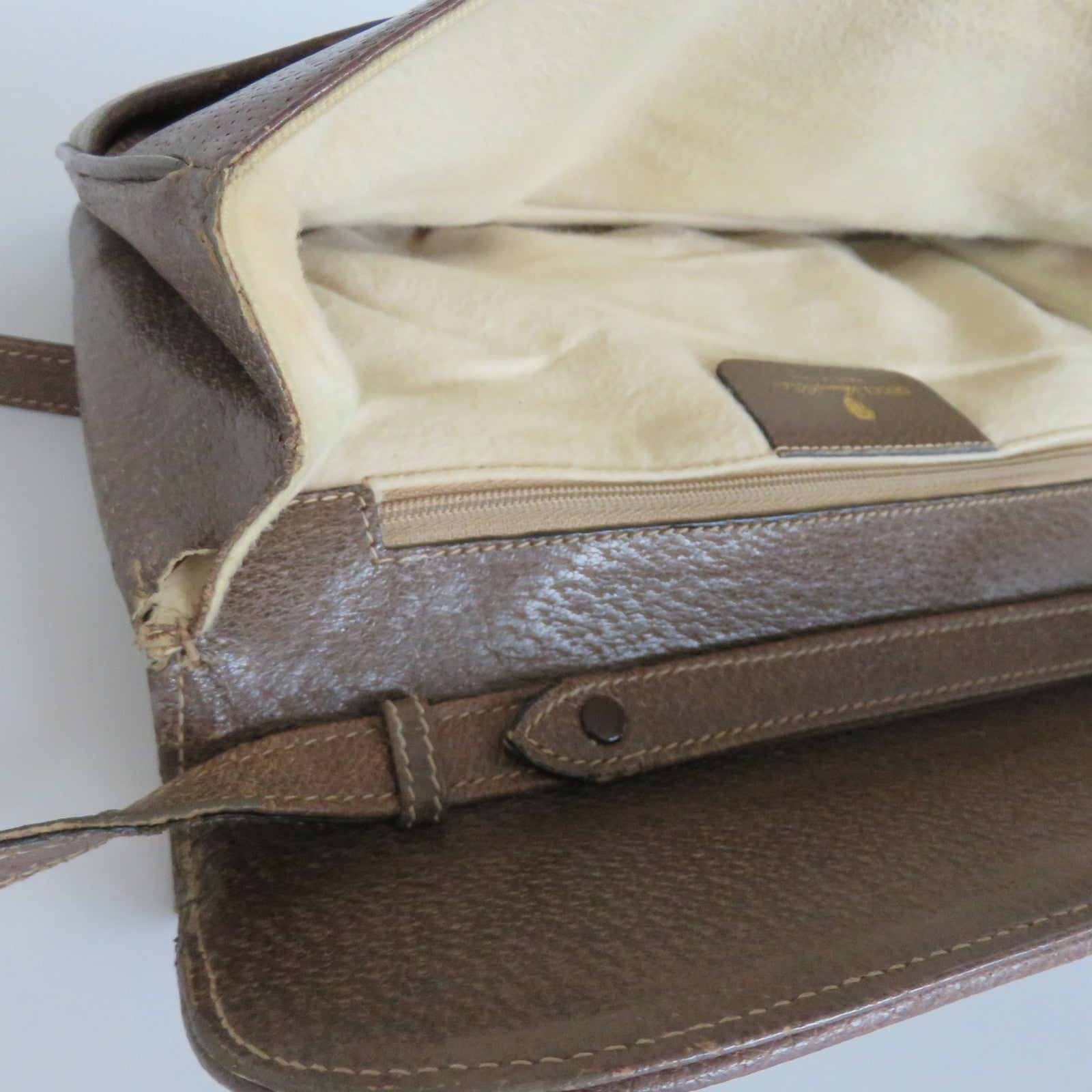 Gucci Vintage Brown GG Monogram Canvas Leather Convertible Shoulder Bag Clutch
