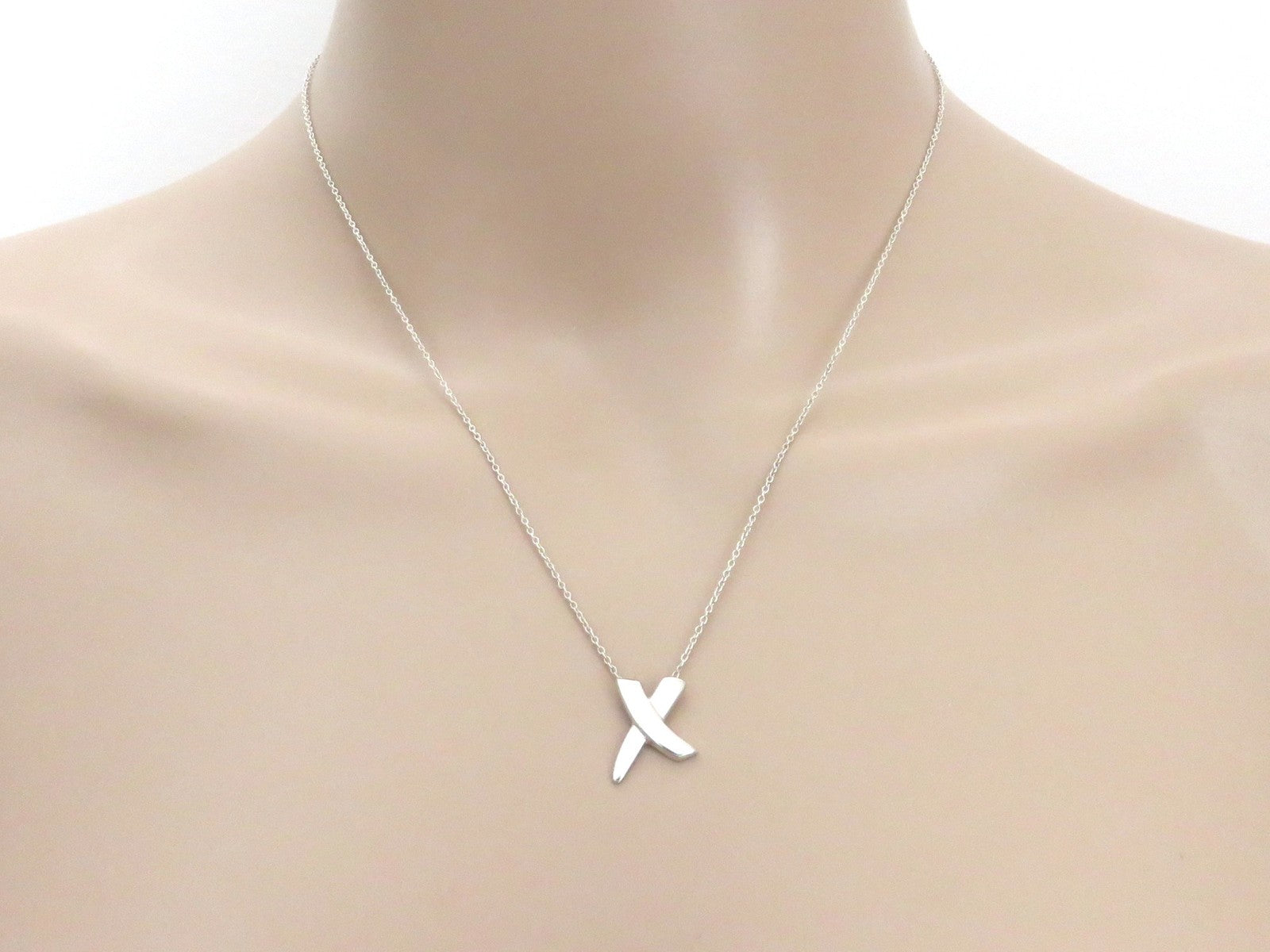 TIFFANY & CO Sterling Silver Kiss X Pendant Necklace Price Includes US Tariff
