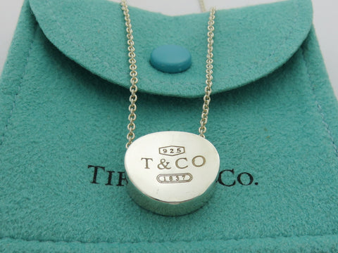 TIFFANY & CO Sterling Silver 1837  Concave Pendant Necklace