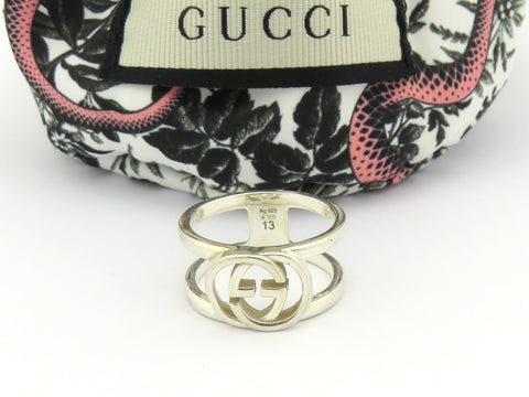 GUCCI Sterling Silver Interlocking G Logo Ring 6.25 Price Includes US Tariff