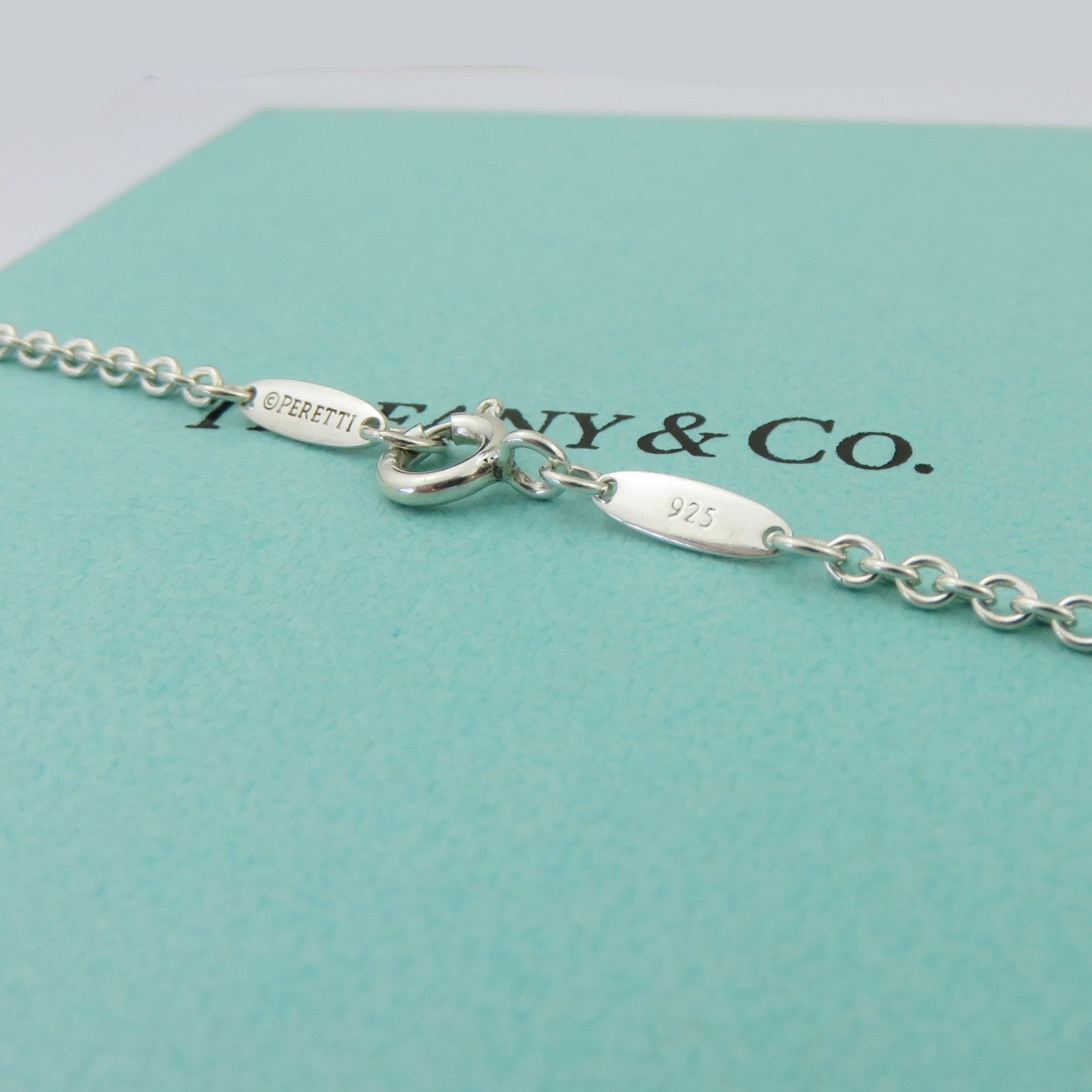 TIFFANY & CO 925 Sterling Silver Open Wave Pearl Lariat Necklace with Box