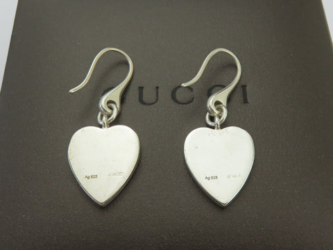 Gucci Sterling Silver Trademark Heart Dangle Earrings