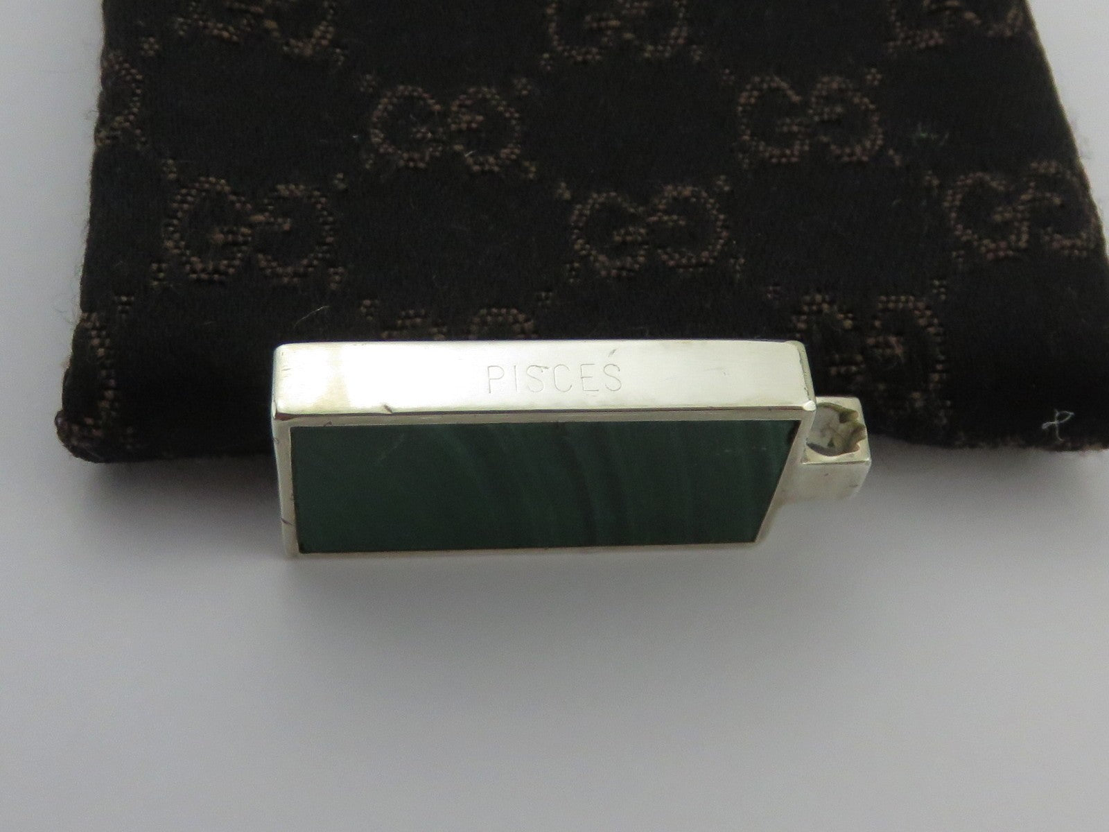 Gucci Sterling Silver Pisces Green Stone Pendant Charm Price Includes US Tariff