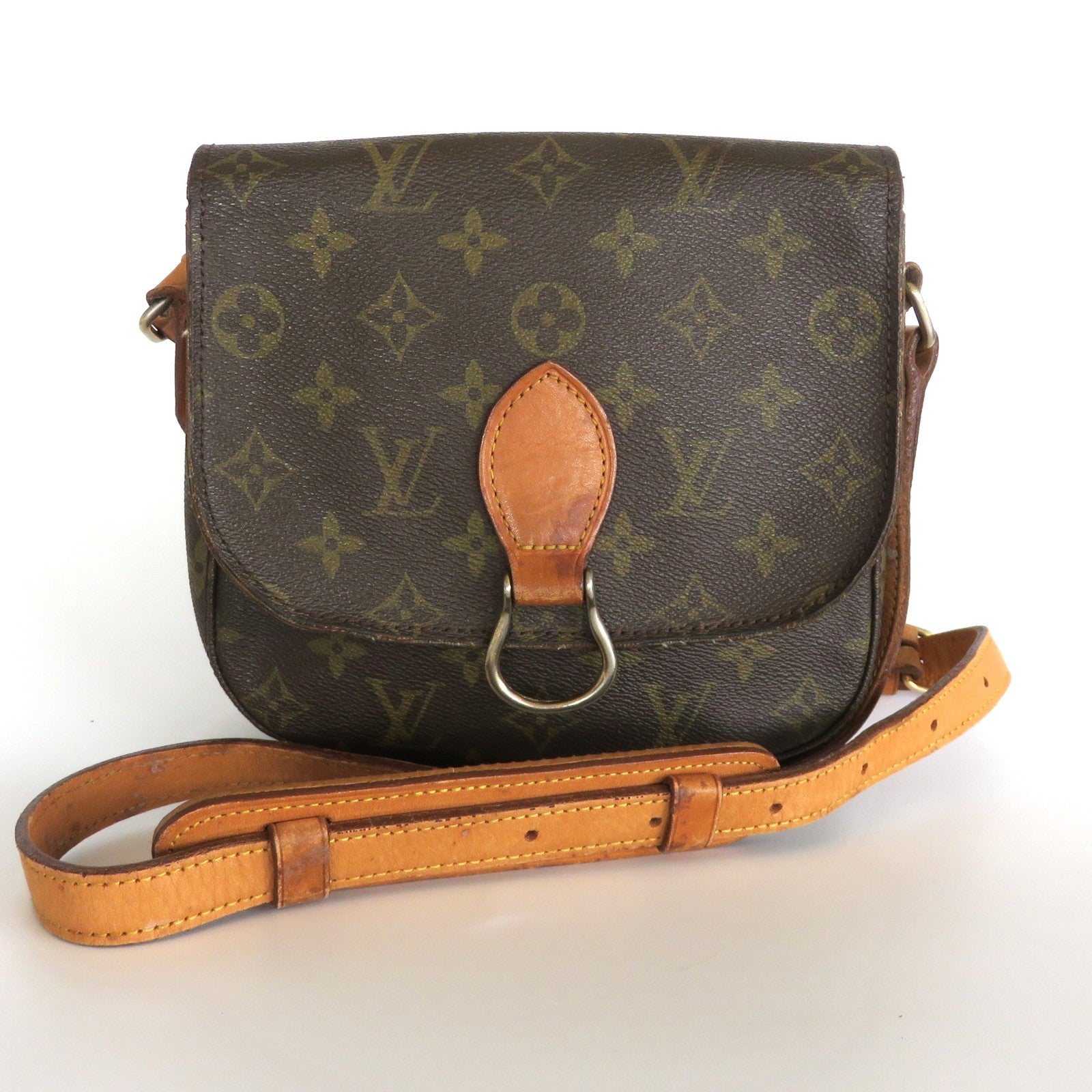 LOUIS VUITTON Monogram Canvas Leather Saint Cloud Shoulder Bag Purse Authentic