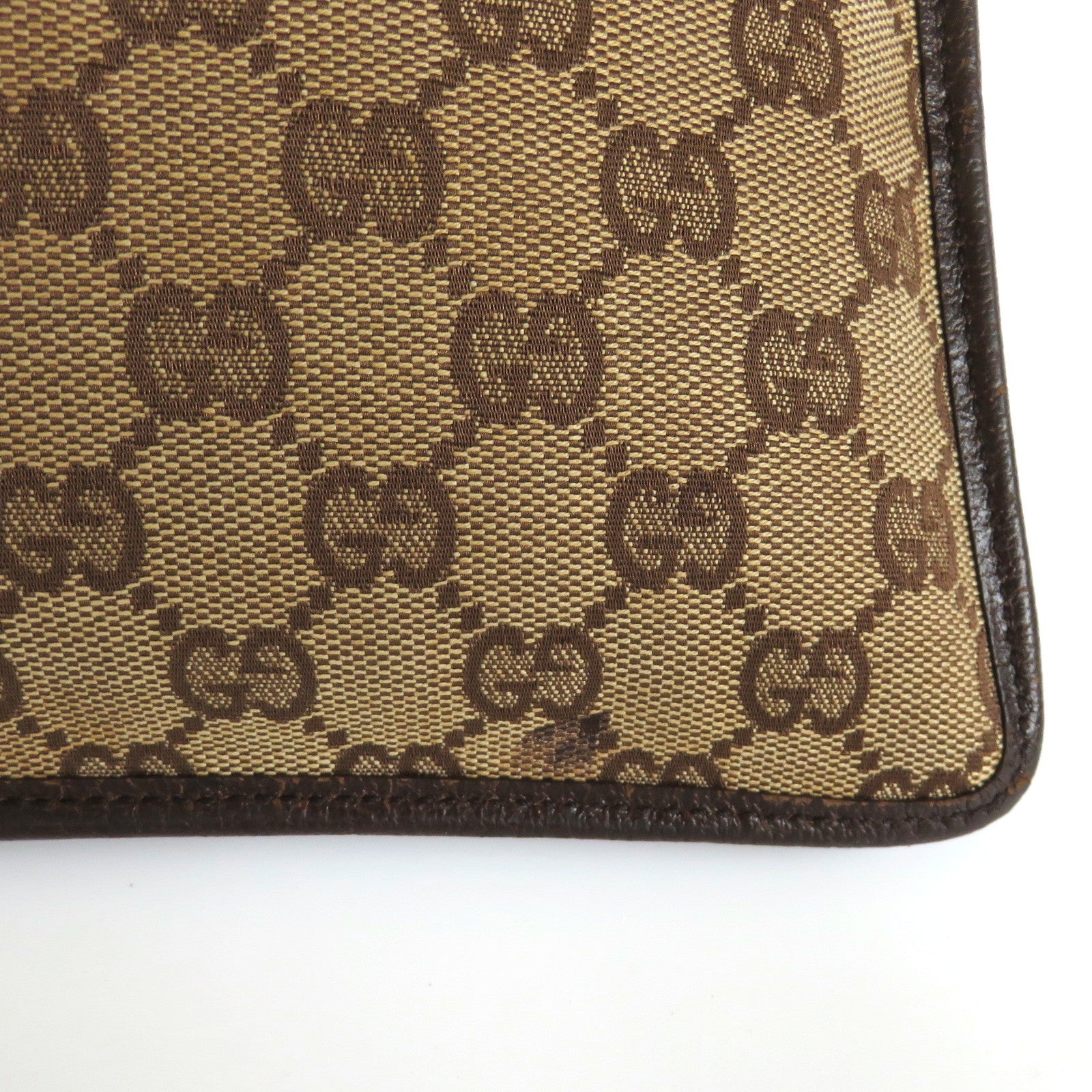 Authentic GUCCI Brown GG Monogram Canvas Leather Unisex Cross Body Bag Purse