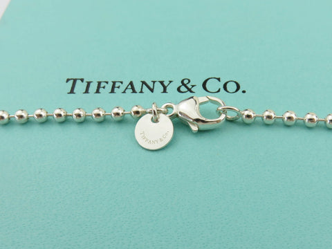TIFFANY & CO Silver Return to Tiffany Heart Tag Long Beaded Chain Necklace
