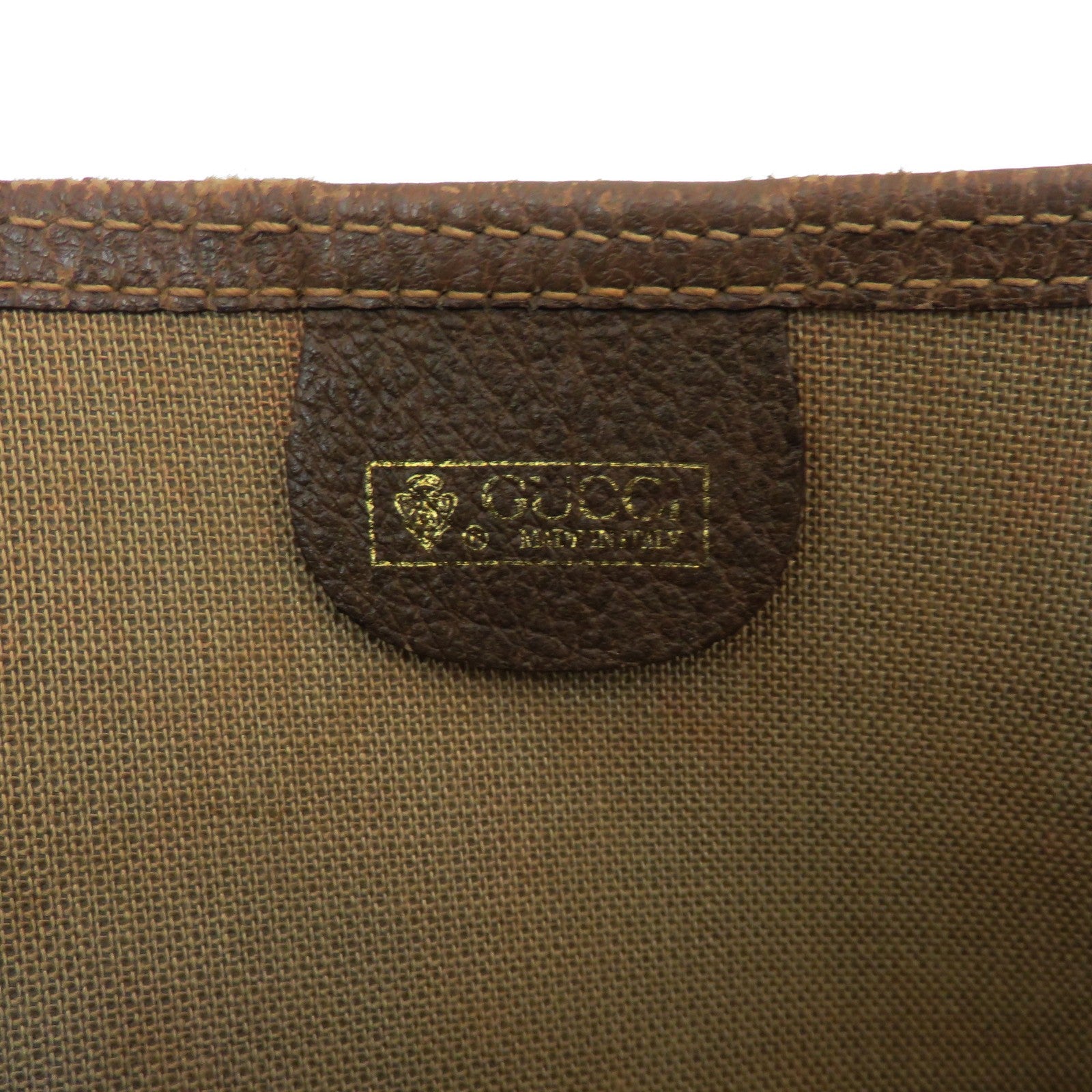 GUCCI GG Monogram Canvas Leather Large Brown Tote Shoulder Bag Authentic Italy