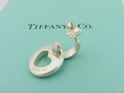 TIFFANY & CO Sterling Silver Carved Heart Dangle Earrings