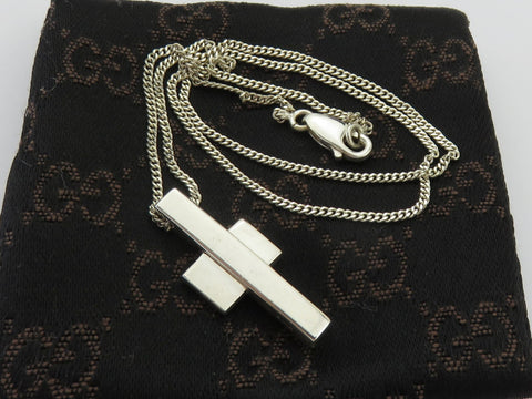 Gucci Sterling Silver Cross Pendant Necklace Price Includes US Tariff