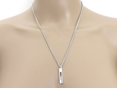 Gucci Sterling Silver Stencil G Logo Chain Link Unisex Pendant Necklace