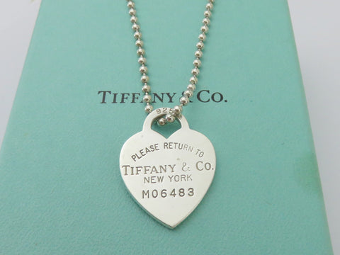 TIFFANY & CO Silver Return to Tiffany Heart Tag Long Beaded Chain Necklace