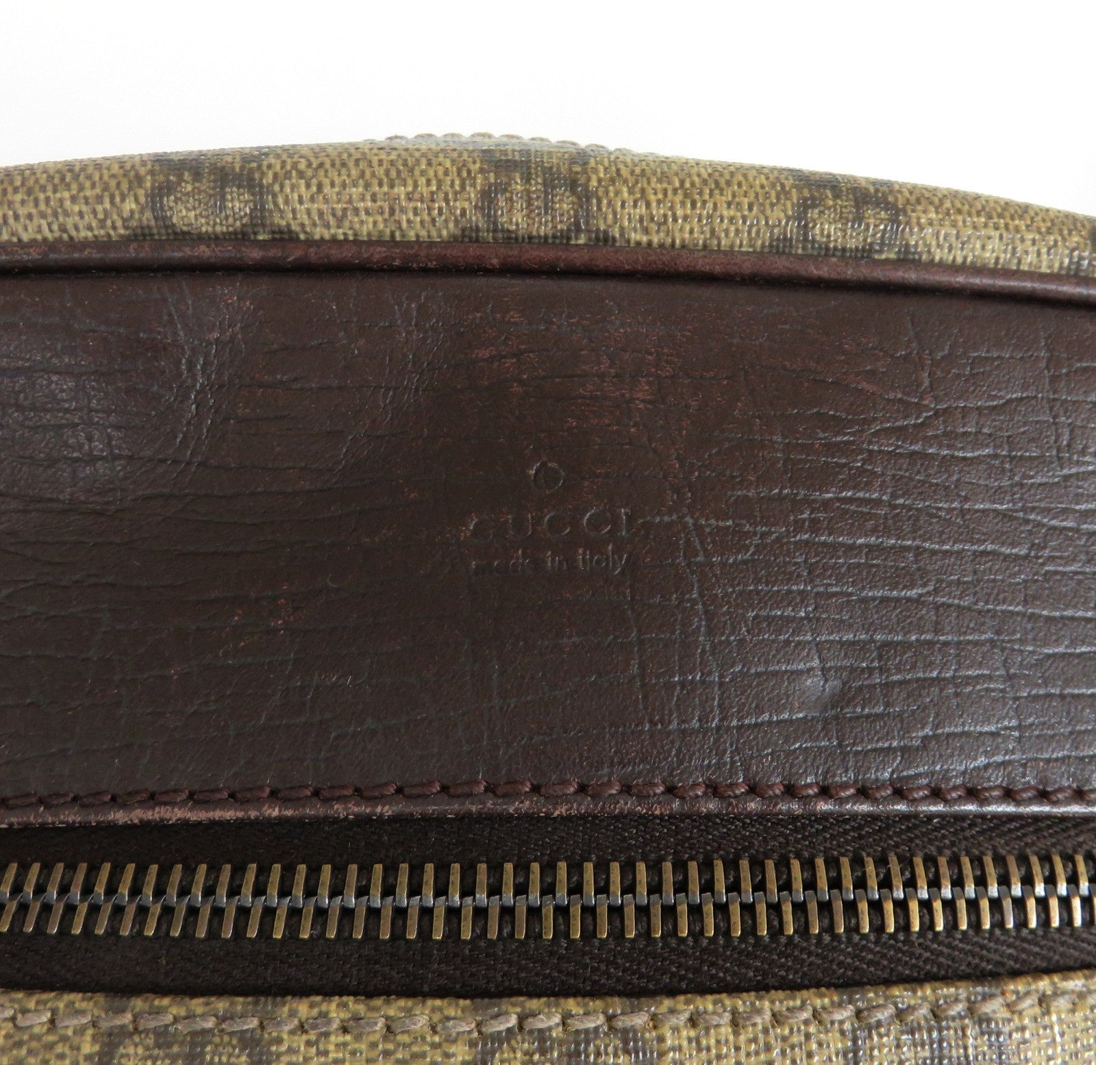 Authentic GUCCI Brown GG Monogram Canvas Leather Unisex Cross Body Bag Purse