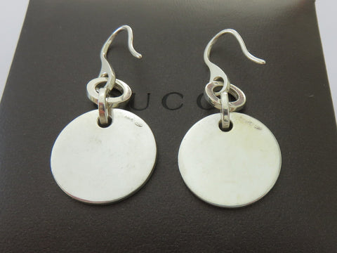 Gucci Sterling Silver Trademark Round Dangle Earrings Price Includes US Tariff