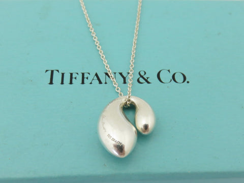 Tiffany & Co Sterling Silver Double Teardrop Pendant Necklace