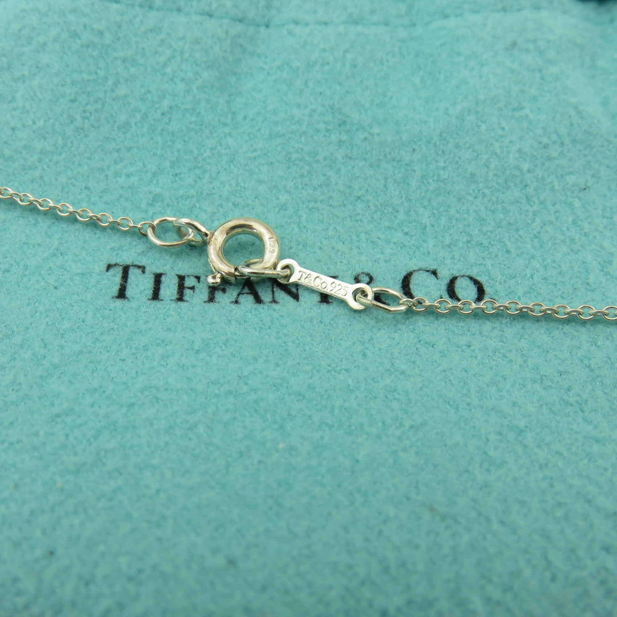 TIFFANY & CO 925 Sterling Silver Kiss X Pendant Necklace with Pouch