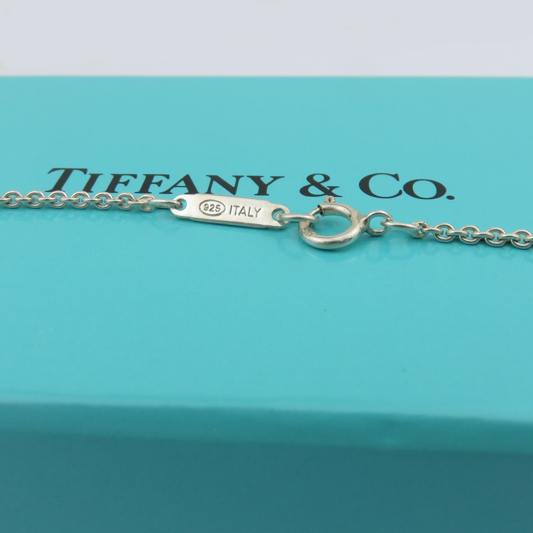TIFFANY & CO 925 Sterling Silver 1837 Square Pendant Necklace