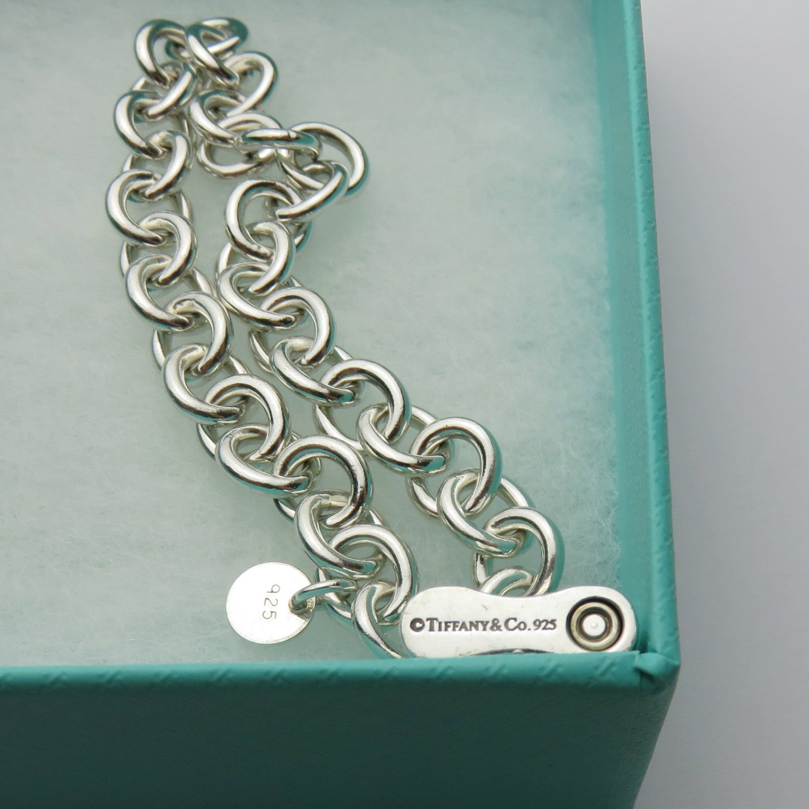 TIFFANY & CO 925 Sterling Silver 1837 Padlock Bold Chain Bracelet with Box