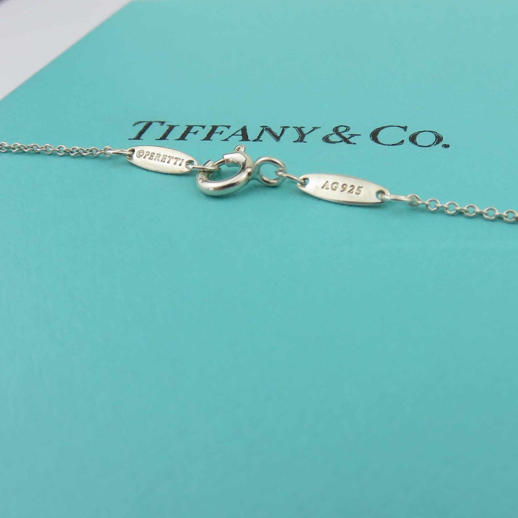 TIFFANY & CO 925 Sterling Silver Diamonds By The Yard Pendant Necklace with Box