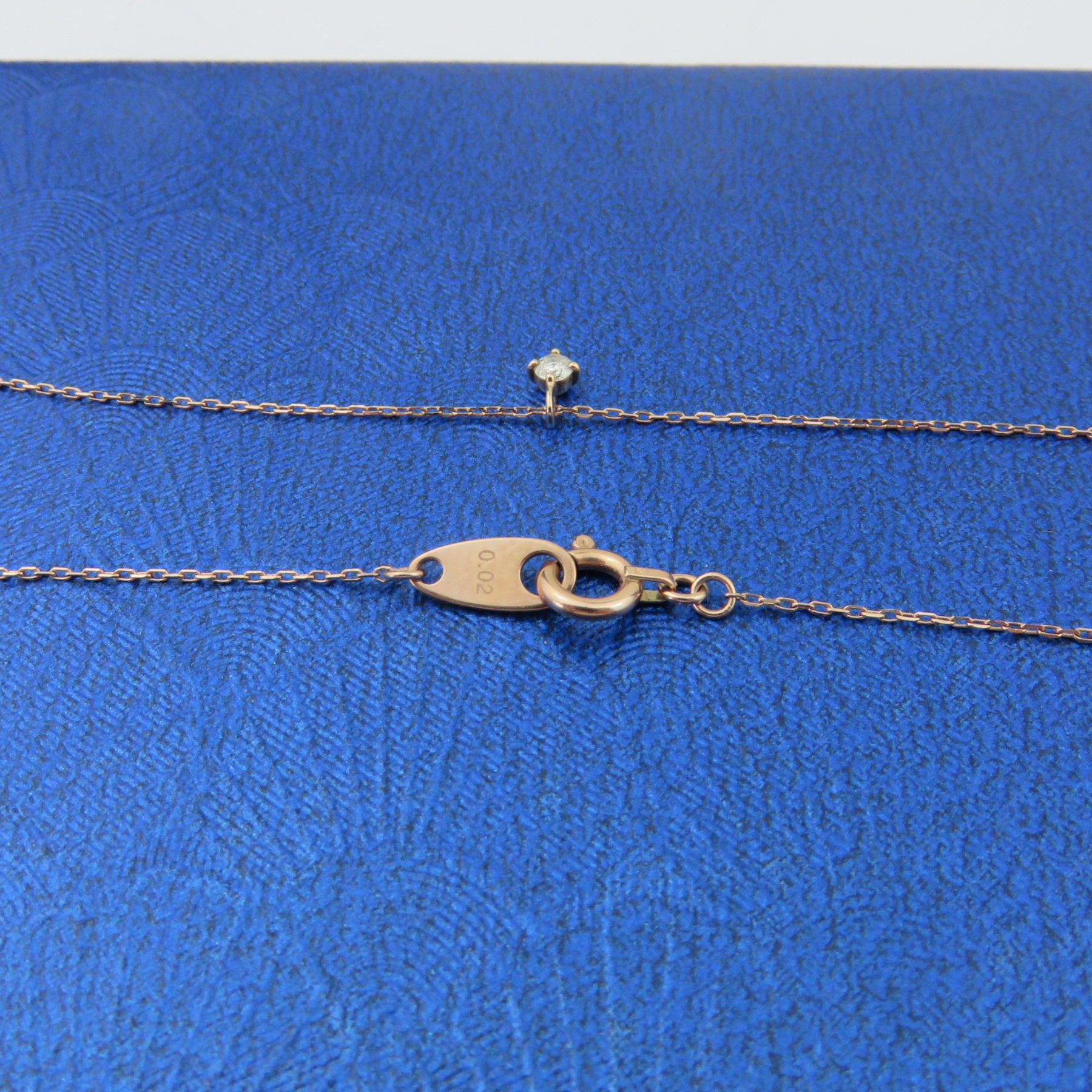 ete 10K Rose Pink Gold 0.02ct Diamond Solitaire Pendant Necklace Japan Designer