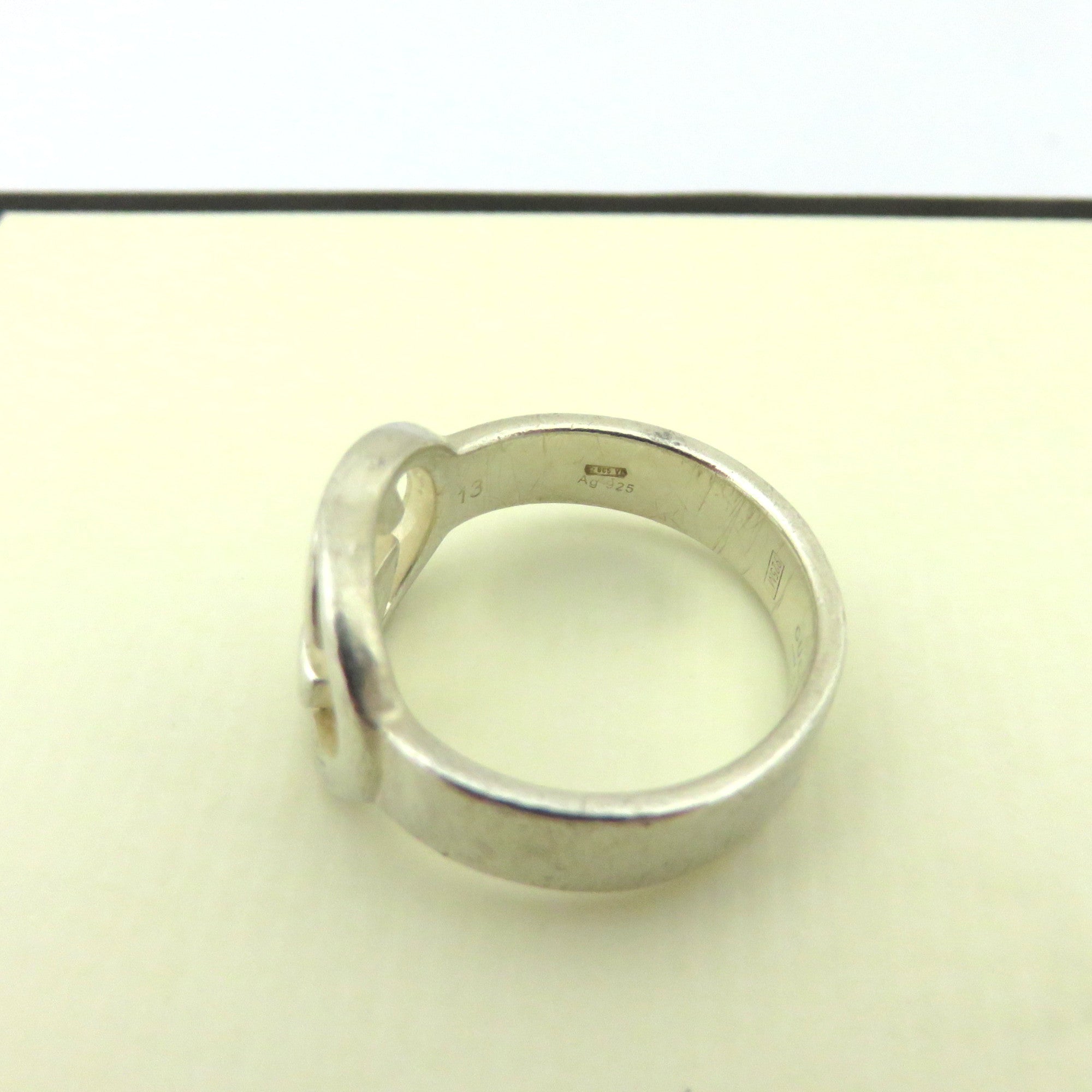 GUCCI 925 Sterling Silver Interlocking G Ring Size 6 Made in Italy with Box