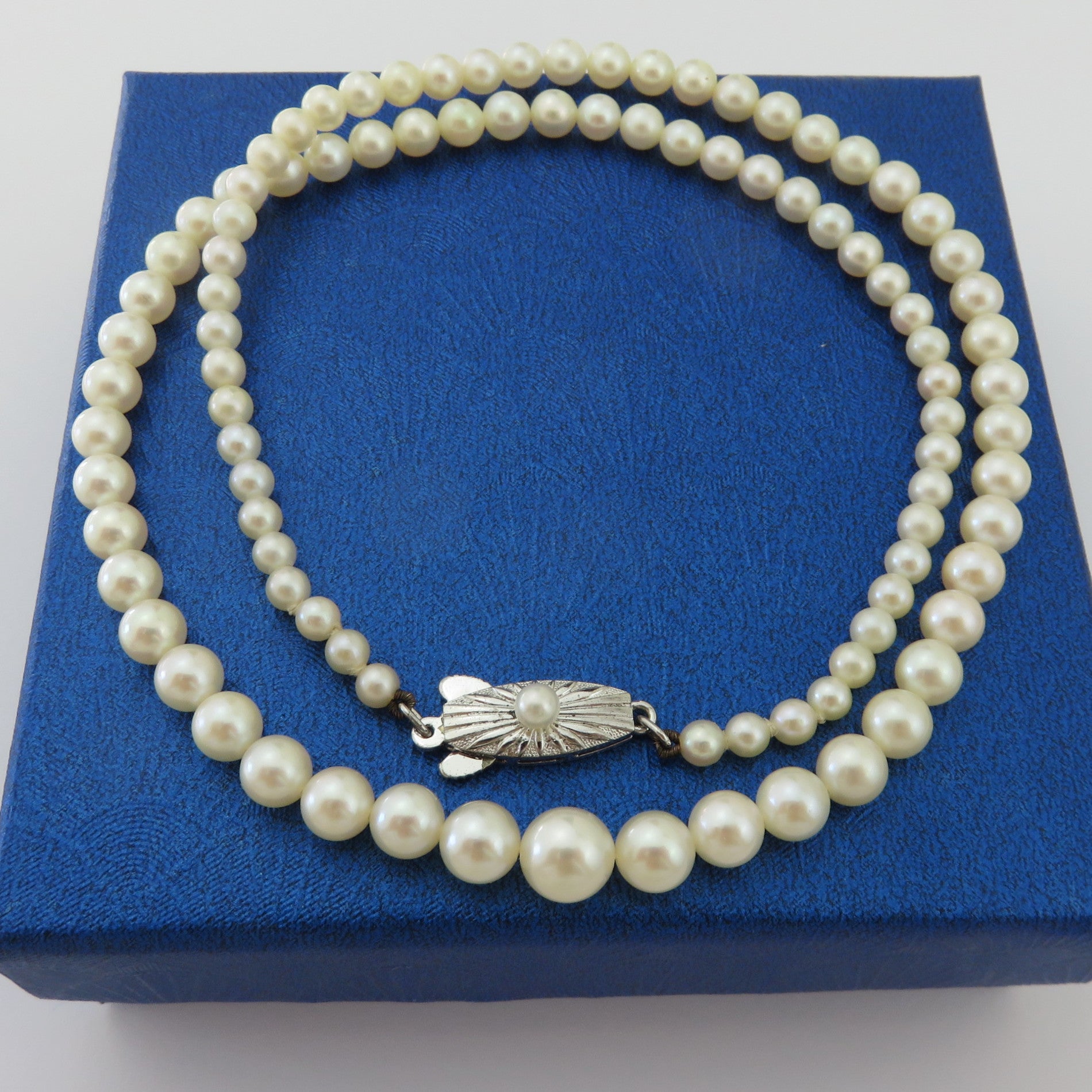 Mikimoto 925 Sterling Silver Four Leaf Clover Akoya Pearl Necklace 40cm