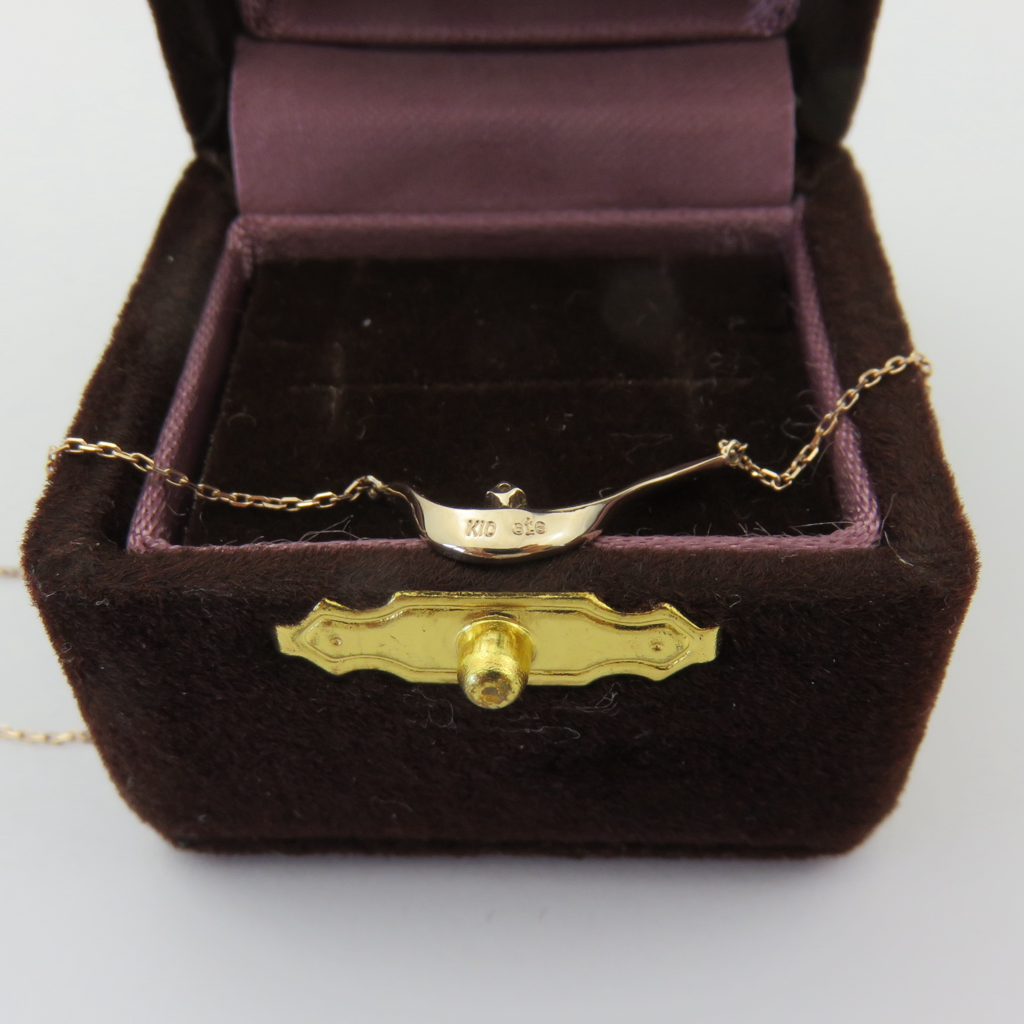 ete 10K Rose Gold Diamond Wave Necklace Japanese Designer 40cm with Box