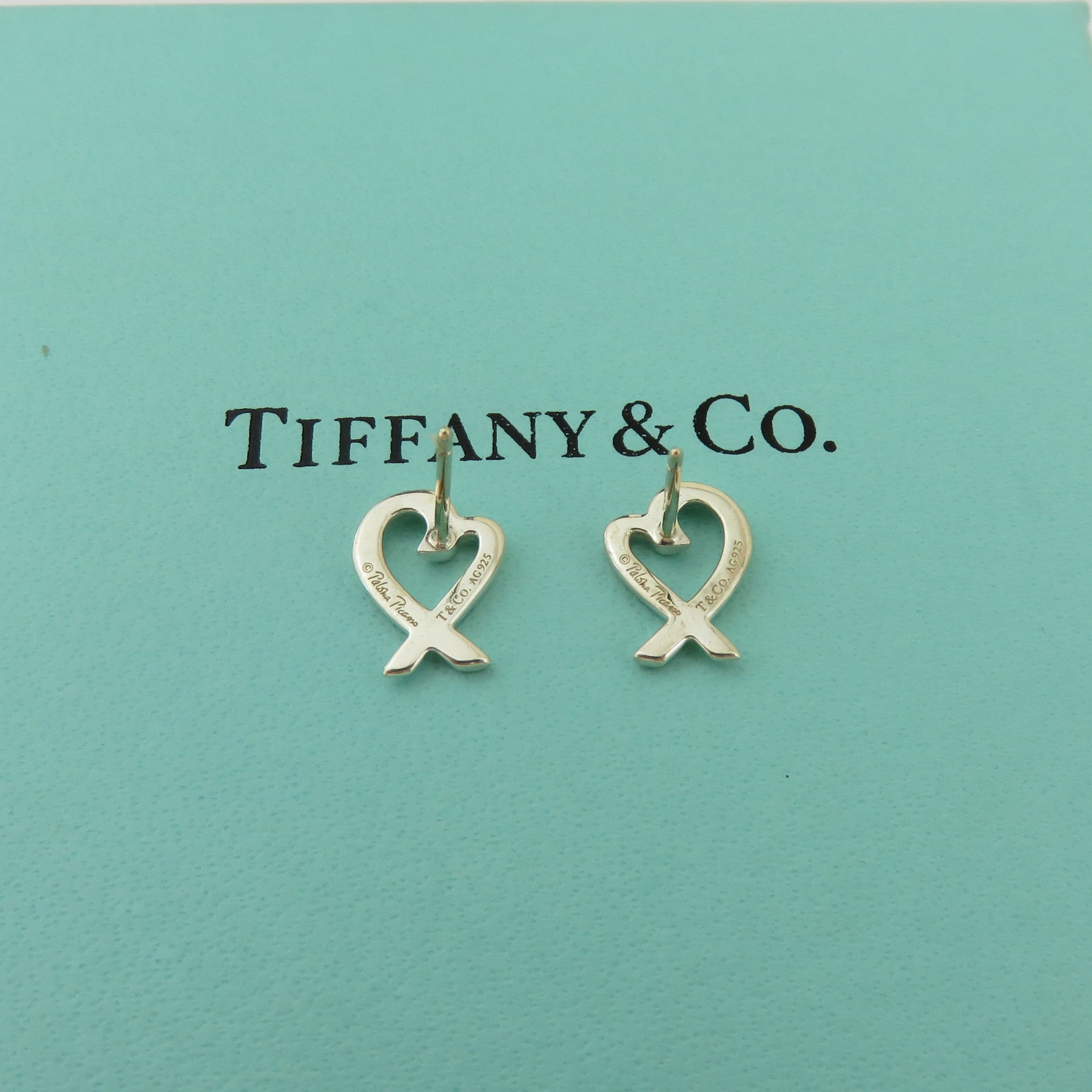 TIFFANY & CO 925 Sterling Silver Loving Heart Earrings with Box
