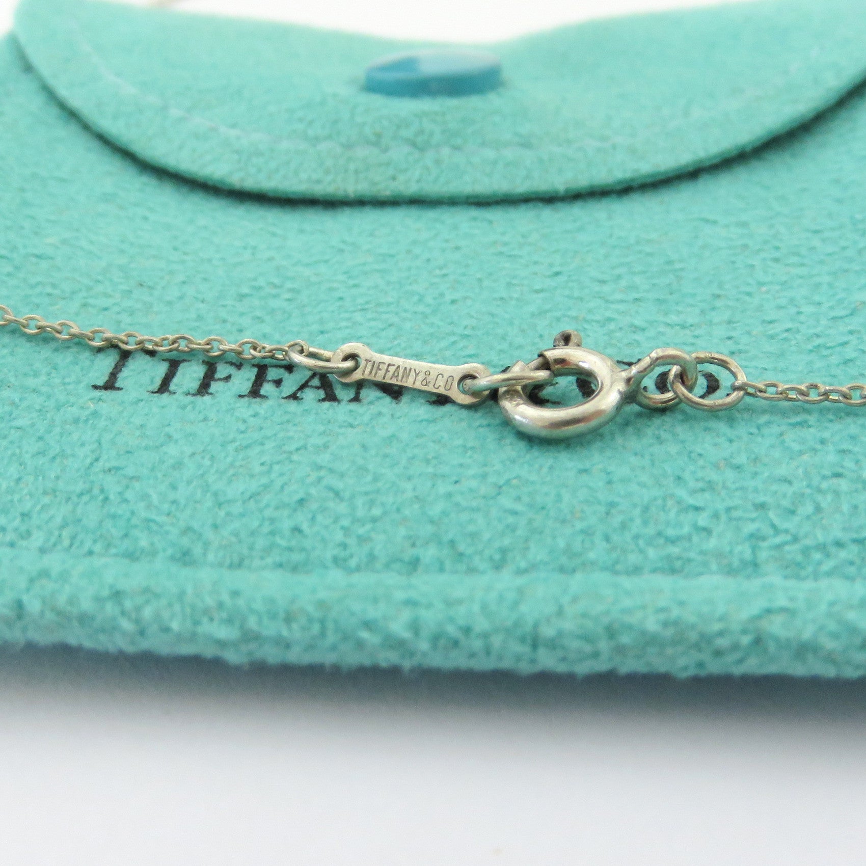 TIFFANY & CO 925 Sterling Silver Large Bean Pendant Necklace with Pouch