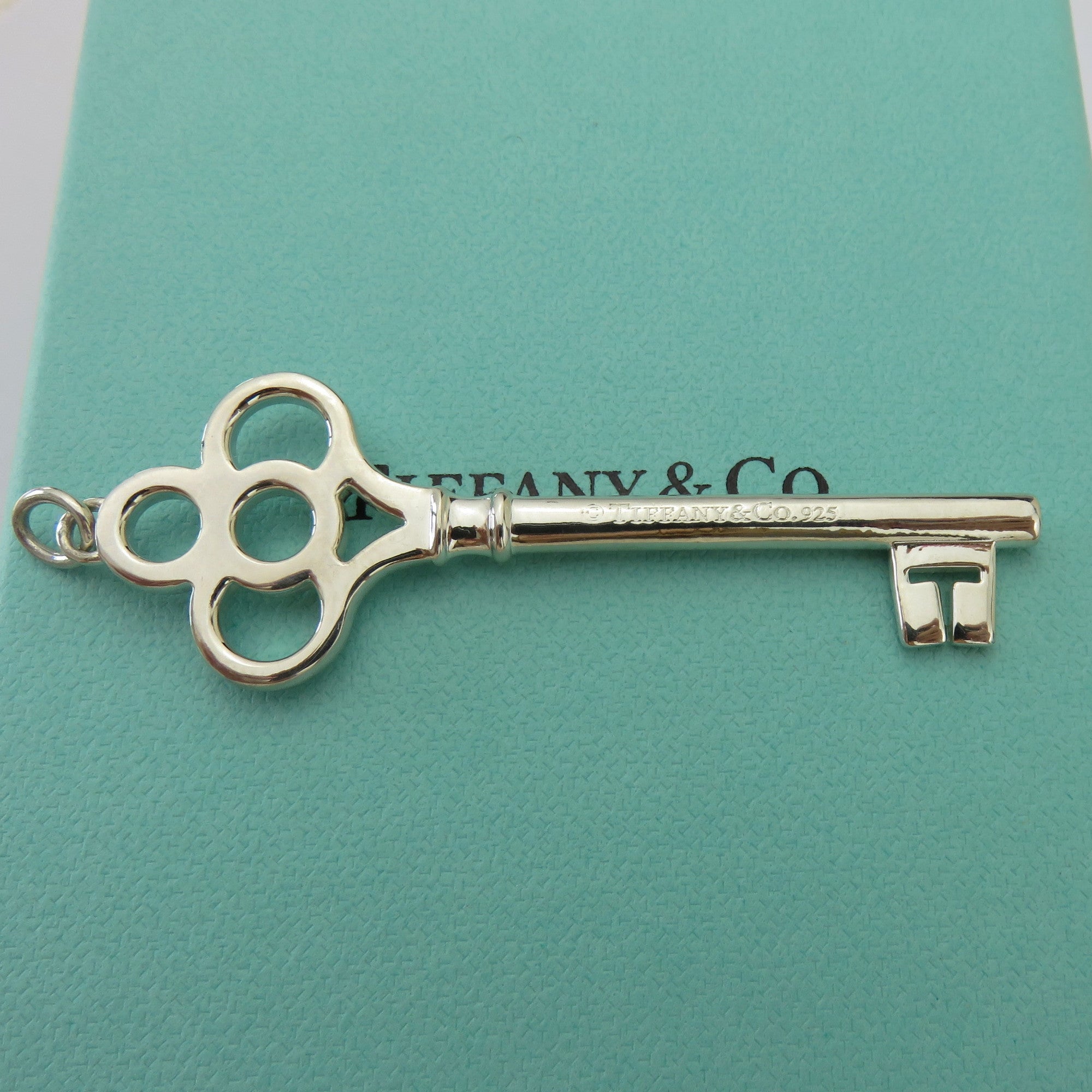 Tiffany & Co 925 Sterling Silver Large Crown Key Pendant Charm with Box