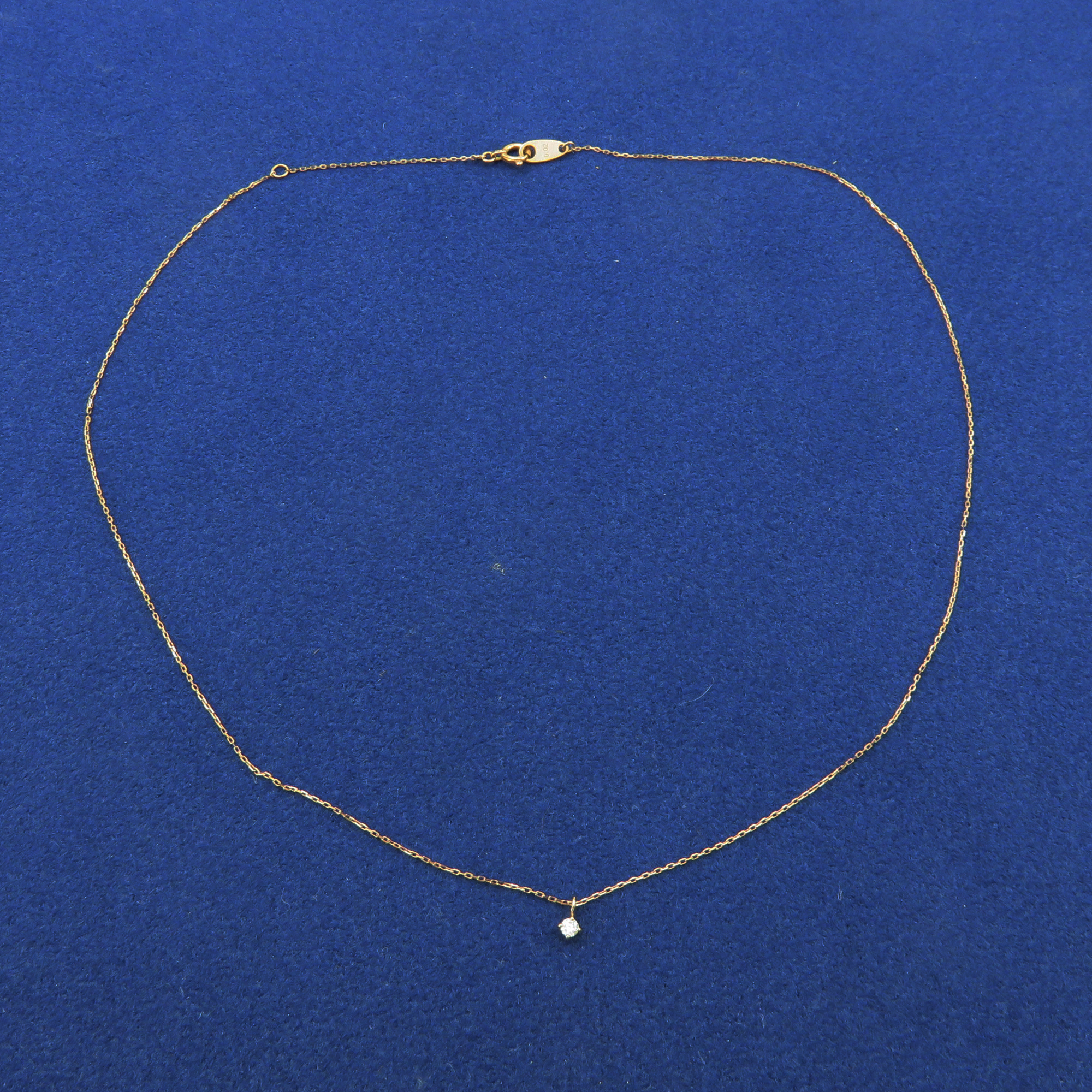ete 10K Rose Pink Gold 0.02ct Diamond Solitaire Pendant Necklace Japan Designer